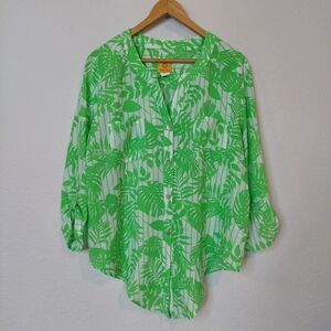 Ruby Rd Leaf Print Blouse Top Size XL